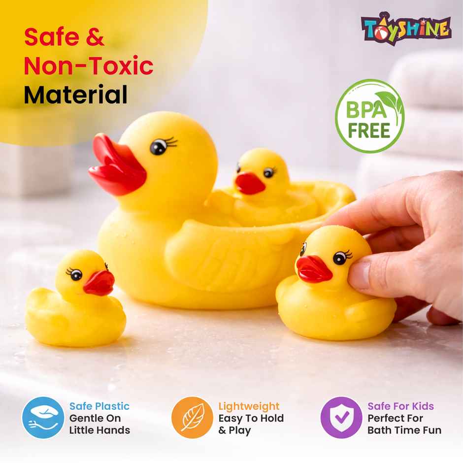 Toyshine Squeezy Chu Chu Ducks Bath Toy with Sound - Duck Family Set of 3 | Yellow