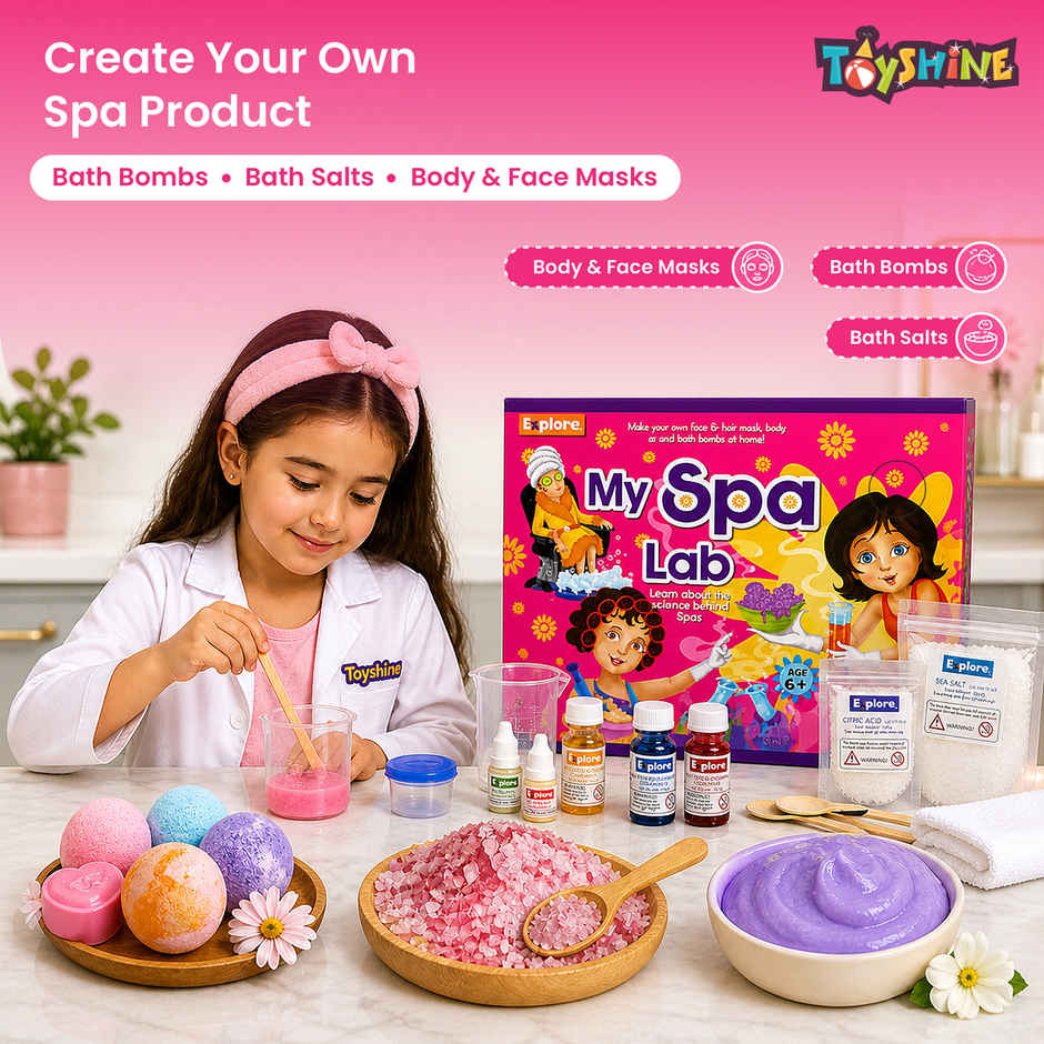 Toyshine My Spa Lab Diy Kit For Bath Bombs | Salts | Masks | Stem Fun For Kids | 6+ Years Old