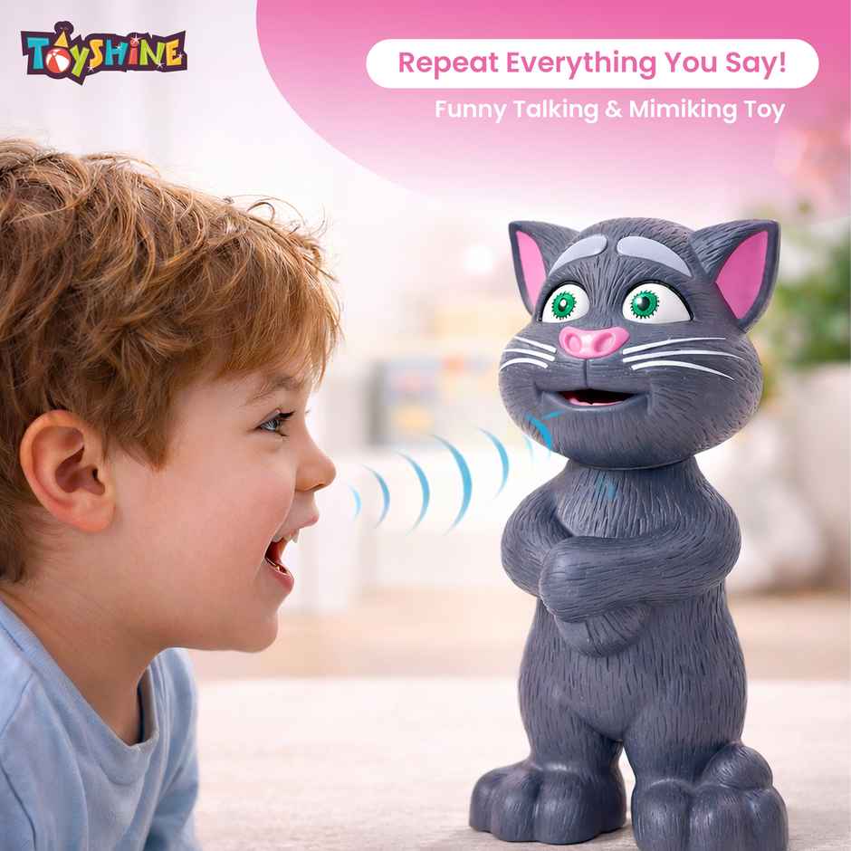 Toyshine Mimicing Repeat What You Say Talking Cat For Kids Birthday (2-5 Year Old) - Grey