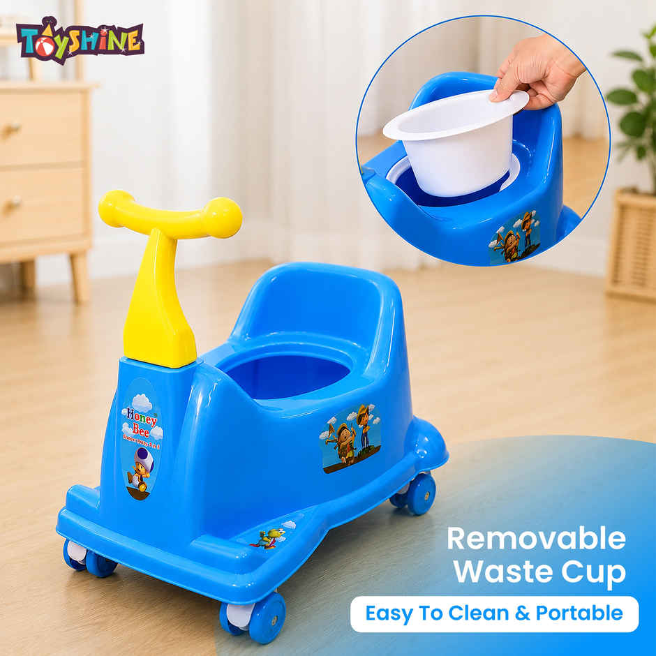 Toyshine 2 in 1 Rider Cum Potty Chair | Pot Seat Potty Training for kids | Blue Green - Blue