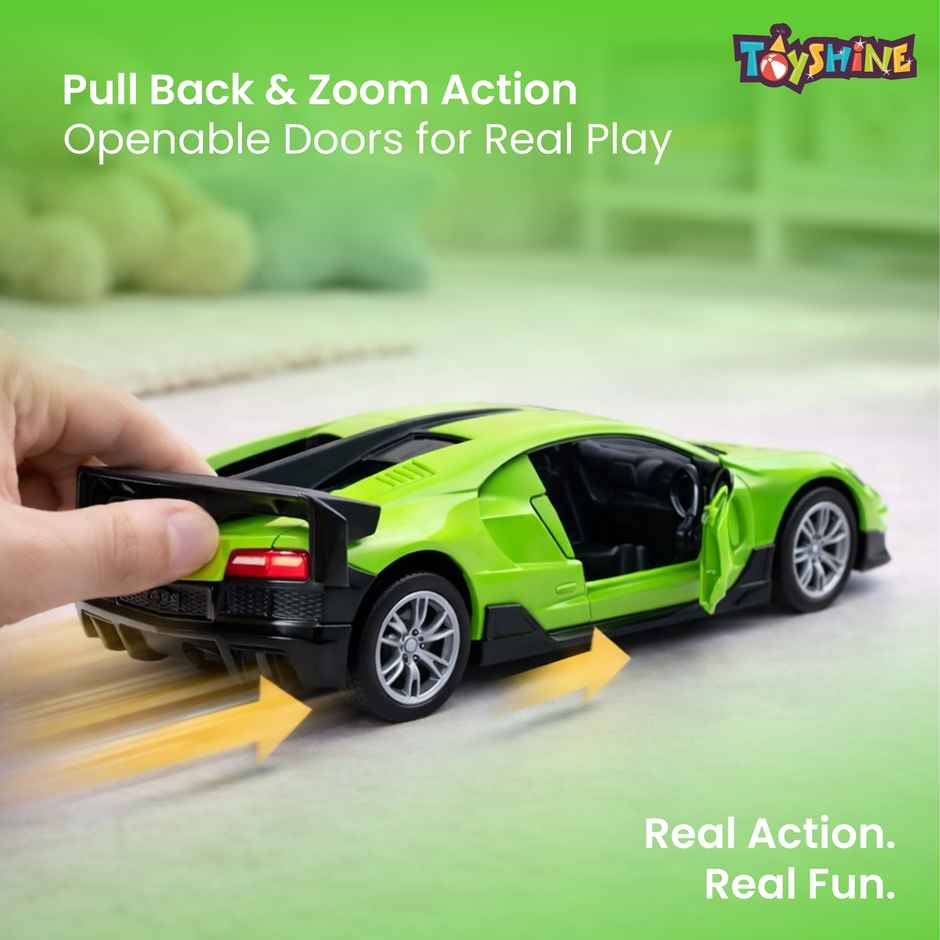 Toyshine 1:32 Scale Die Cast Sports Model Vehicle Toy Car With Pull Back, Green