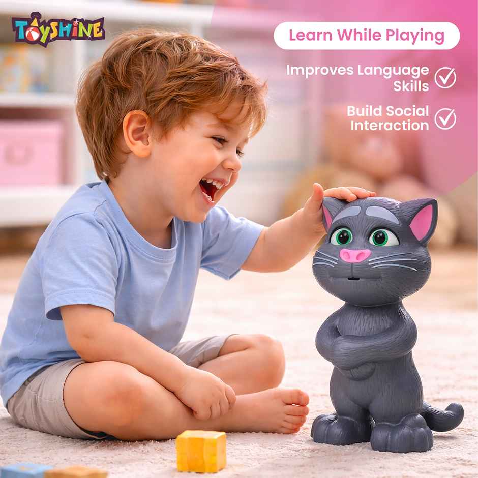 Toyshine Mimicing Repeat What You Say Talking Cat For Kids Birthday (2-5 Year Old) - Grey