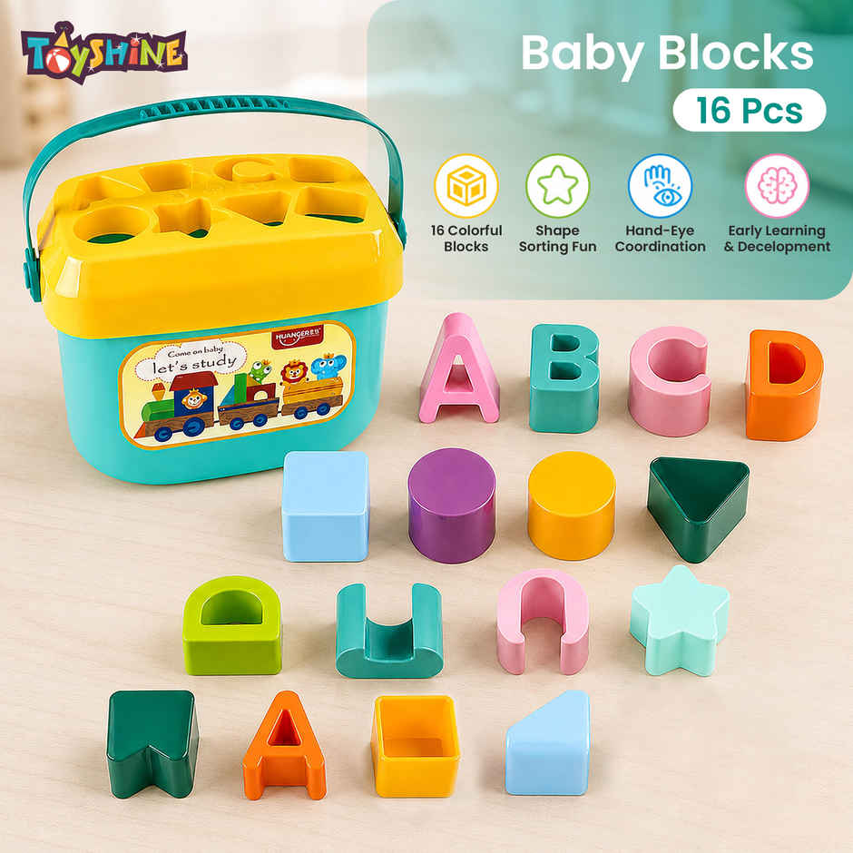 Toyshine Baby's First Shape Sorting Blocks Learning | ABCD Blocks & Shapes | 6+ months | Multicolor