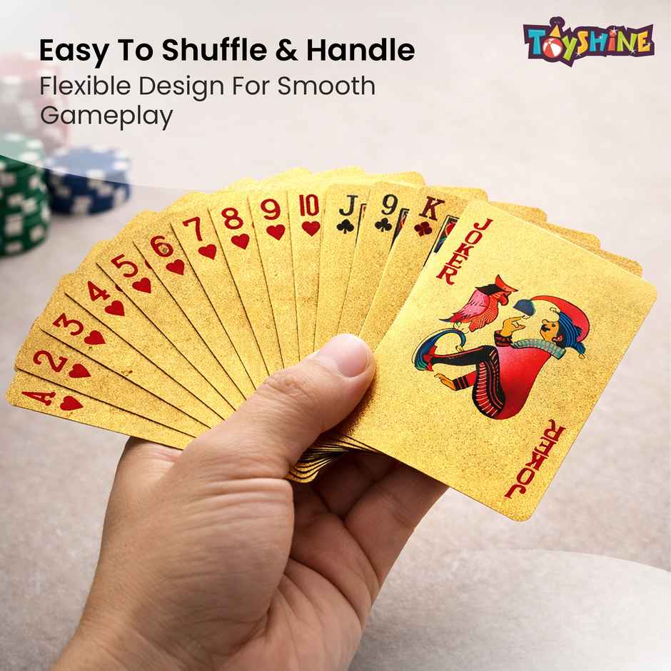 Toyshine Gold Plated Poker Playing Cards | Classic PVC Deck for Adults