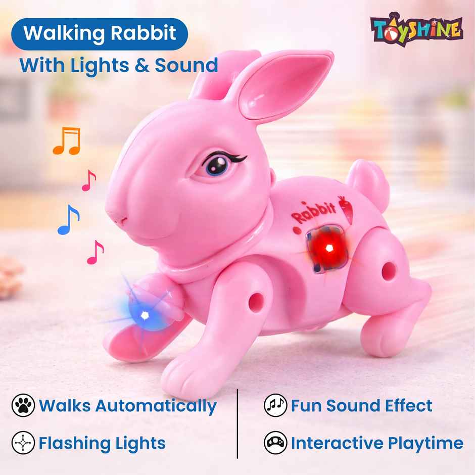 Toyshine Battery Operated Cute Interactive Walking Rabbit With Light & Sound , Pink