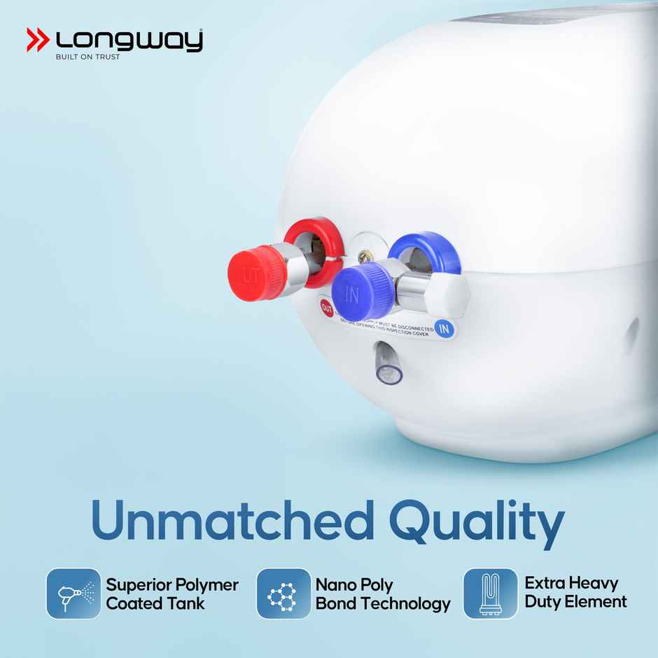 Longway Hotspring Automatic Instant Water Heater with Multiple Safety & ABS Body | 3 Ltr | White