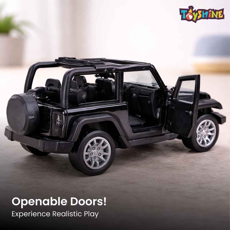 Toyshine 1:32 Scale Diecast Thar Vehicle with Pull Back & Opening Doors - Black