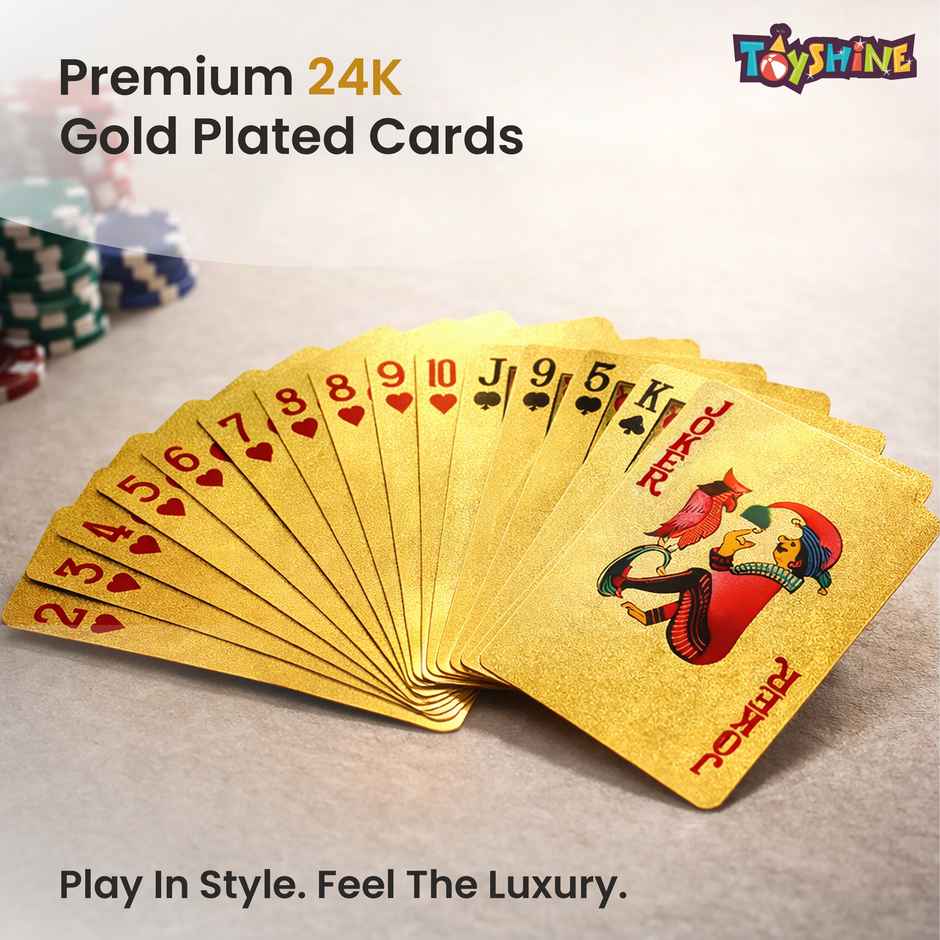 Toyshine Gold Plated Poker Playing Cards | Classic PVC Deck for Adults