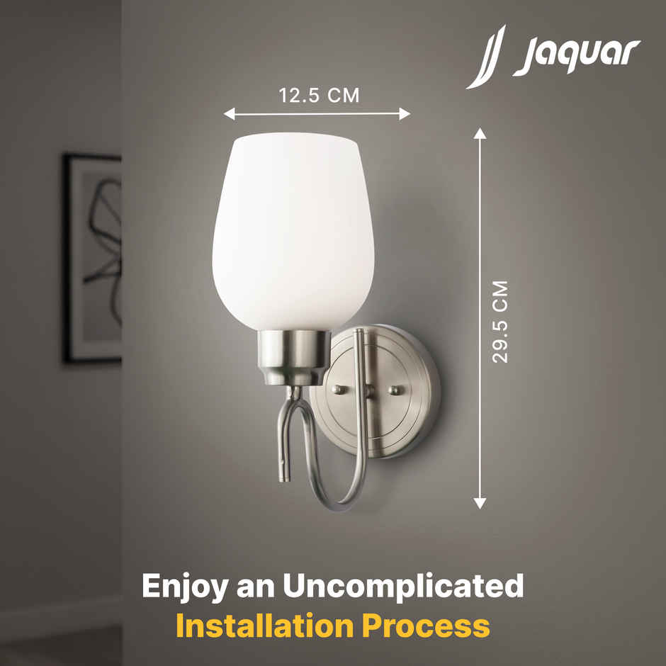 Jaquar Decorative Wall Lamp| Opal Glass with Nickel Finish Base| E27 LED 7W(12.5Lx22Wx29.5H)
