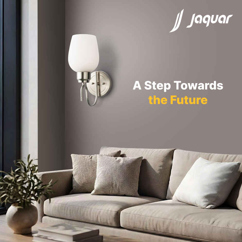 Jaquar Decorative Wall Lamp| Opal Glass with Nickel Finish Base| E27 LED 7W(12.5Lx22Wx29.5H)