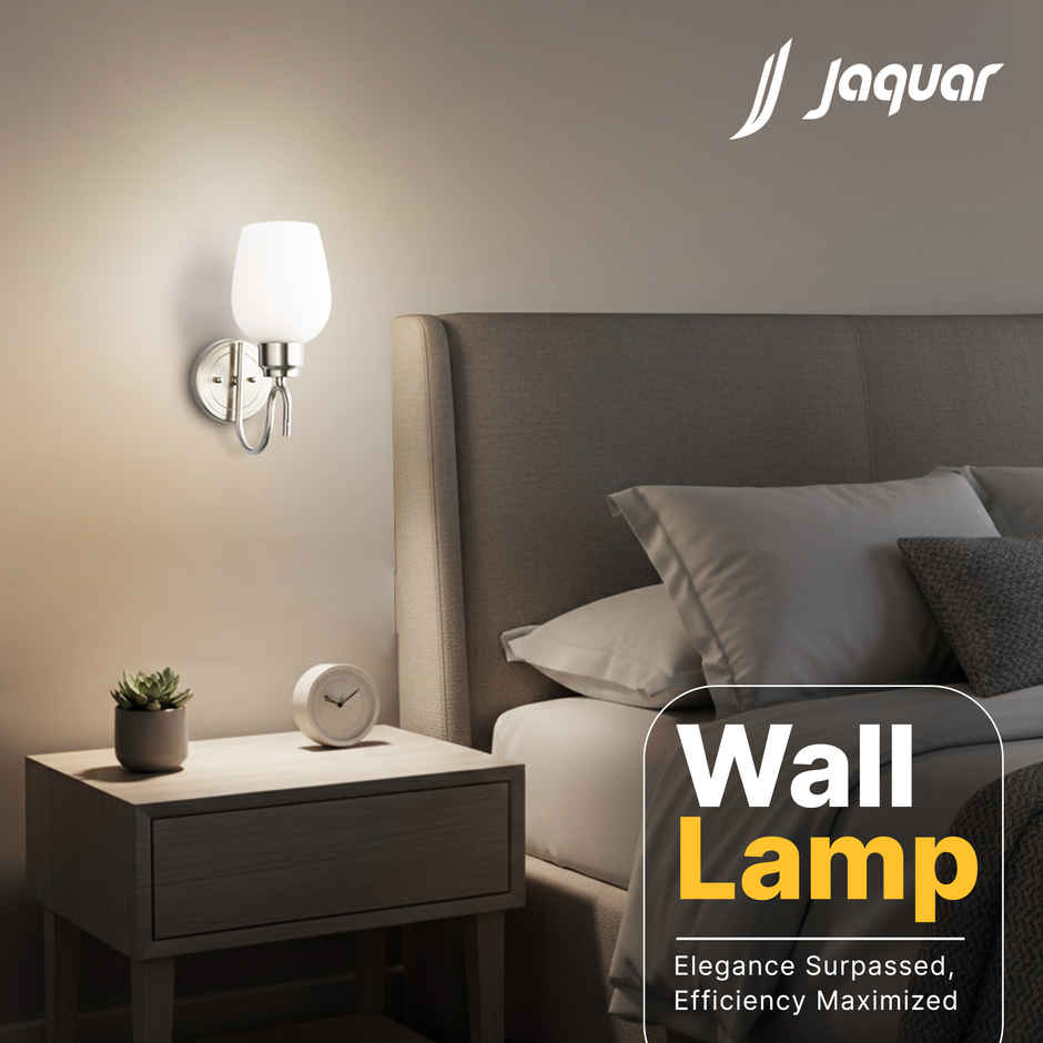 Jaquar Decorative Wall Lamp| Opal Glass with Nickel Finish Base| E27 LED 7W(12.5Lx22Wx29.5H)