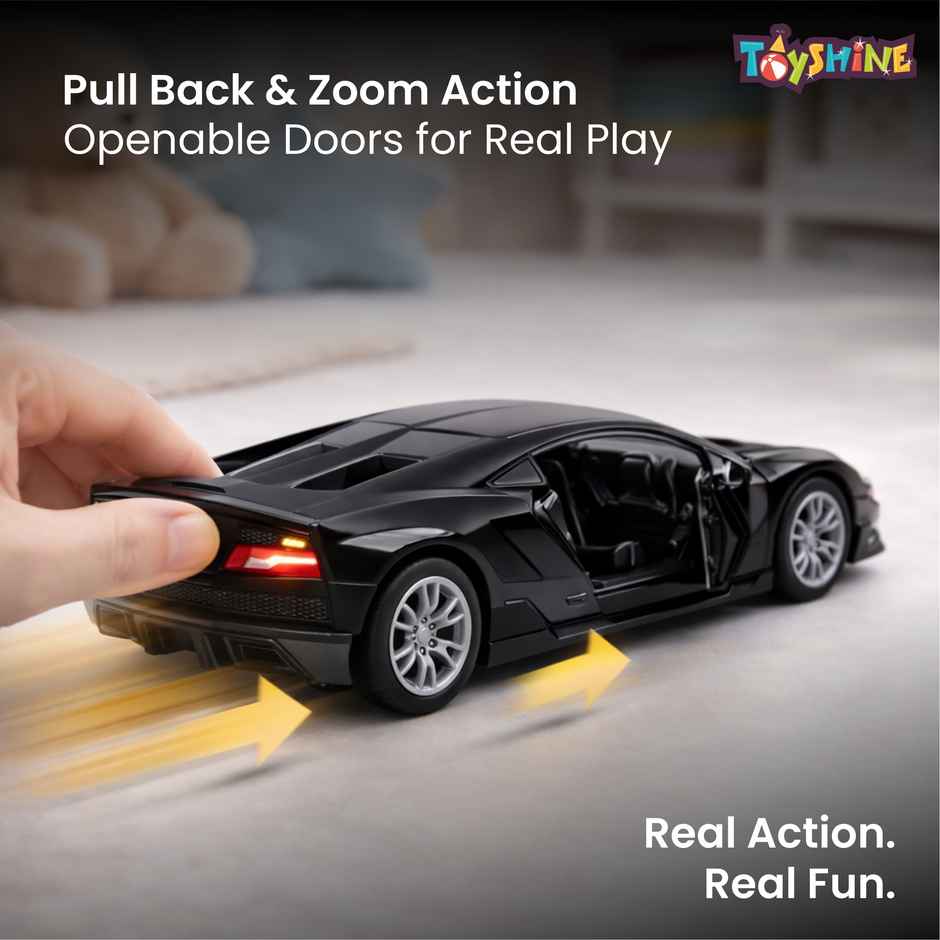 Toyshine 1:32 Scale Die Cast Sports Model Vehicle Toy Car With Pull Back, Black