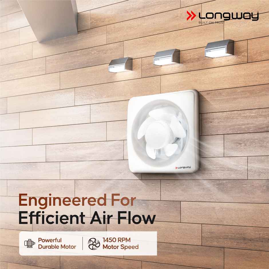 Longway Ventura 6 Inch 150 mm Energy Efficient Exhaust Fan | High Speed Powerful Motor | White