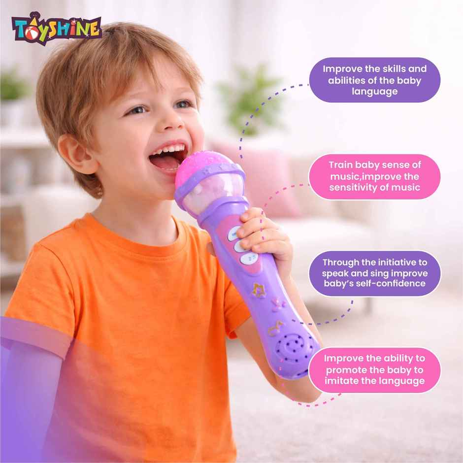 Toyshine Musical Microphone Singing Mic Toy With Lights and Clear Sound | Purple