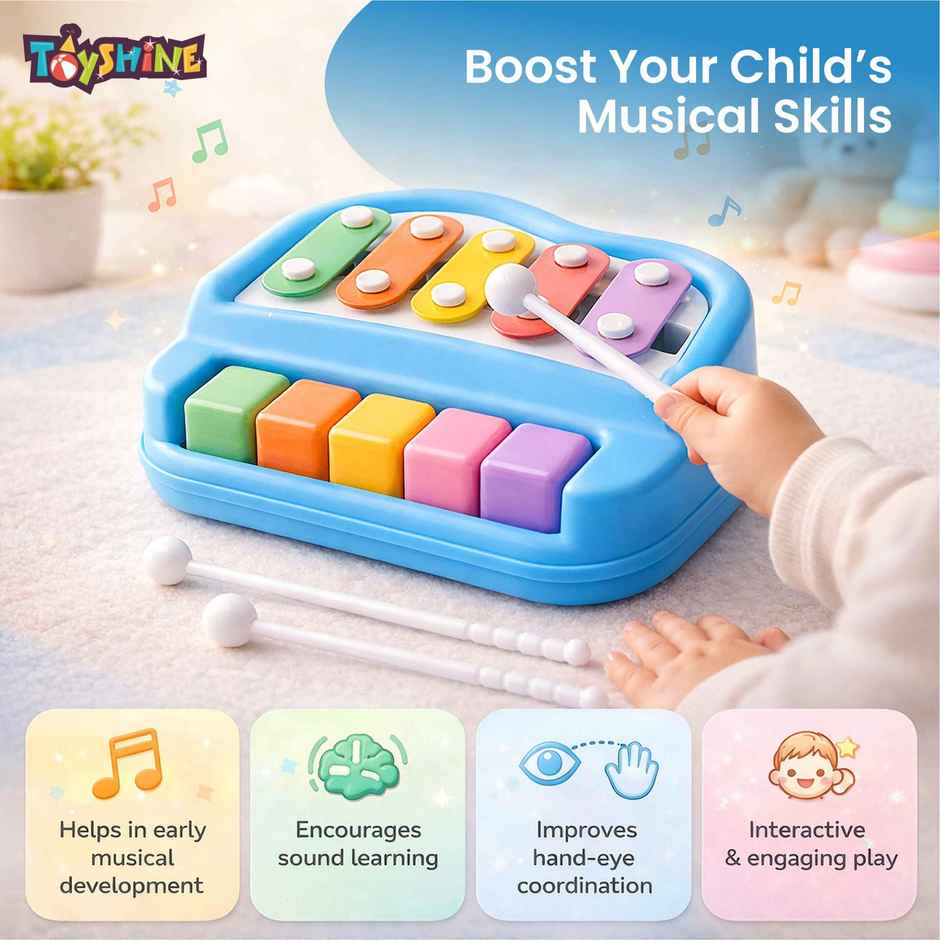 Toyshine Musical Xylophone And Mini Piano, Non Toxic, Non-Battery, Assorted Color