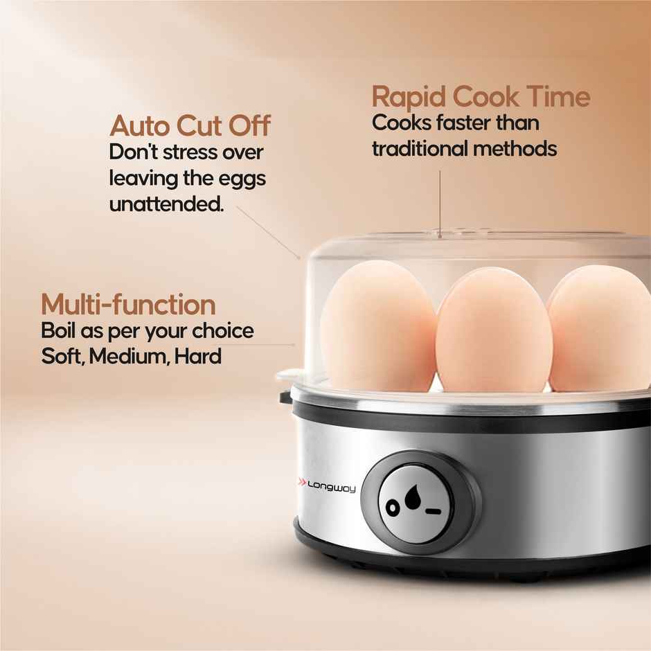 Longway Champ 360 Watt Stainless Steel Egg Boiler/Cooker for Steaming(Silver, 7 Eggs)
