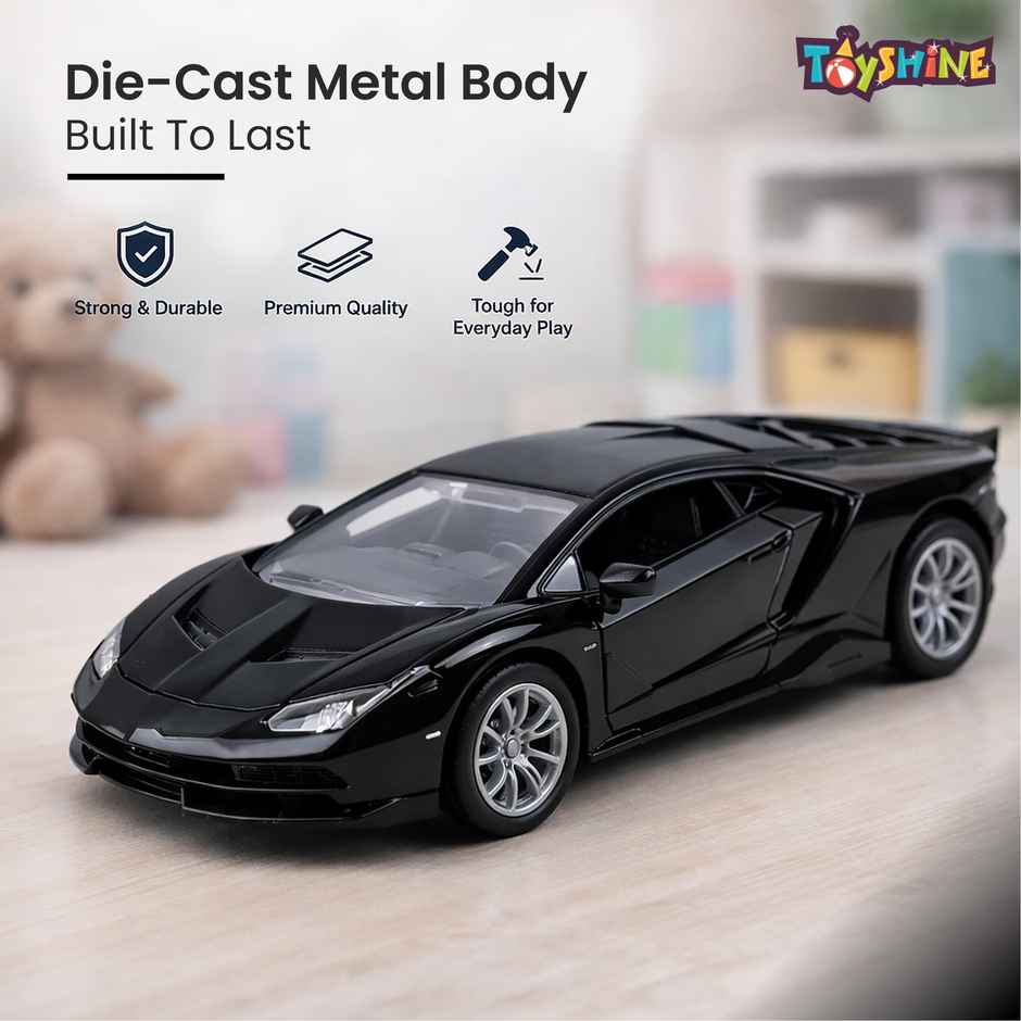 Toyshine 1:32 Scale Die Cast Sports Model Vehicle Toy Car With Pull Back, Black