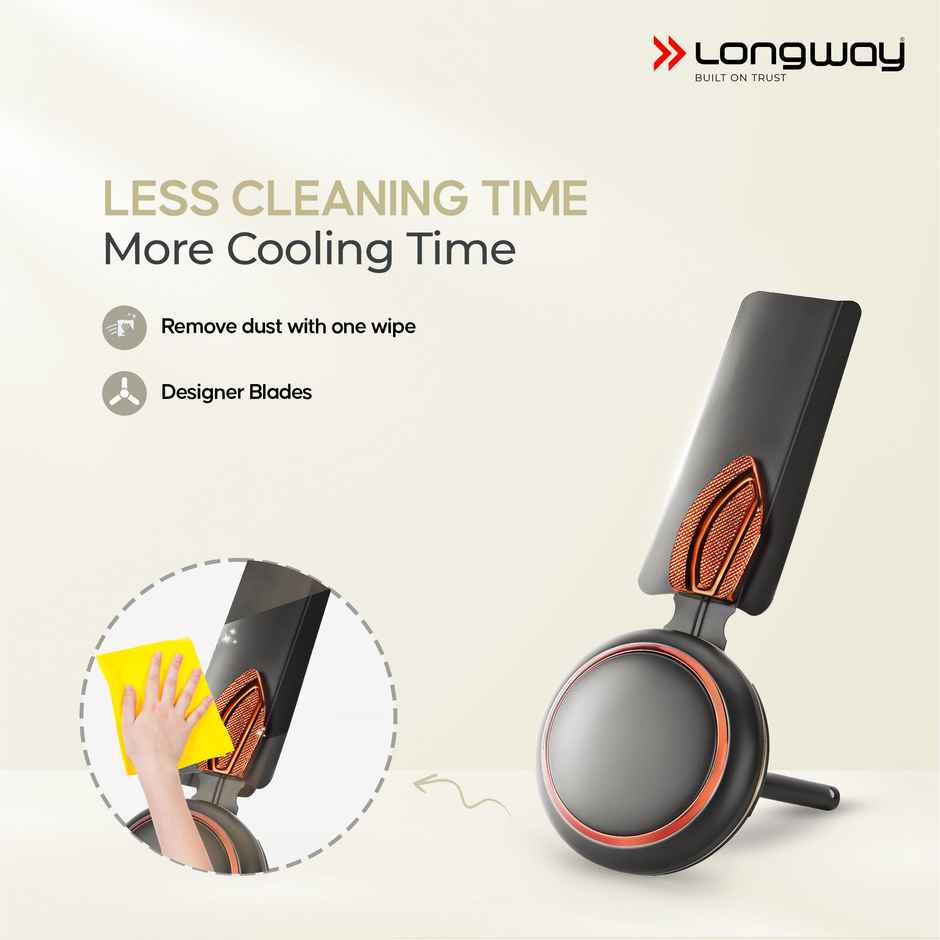 Longway Kiger P1 Ceiling Fan, 600mm/24 inch, Ultra High Speed, 4 Blade Anti-Dust Decorative Star Rated - Smoked Brown