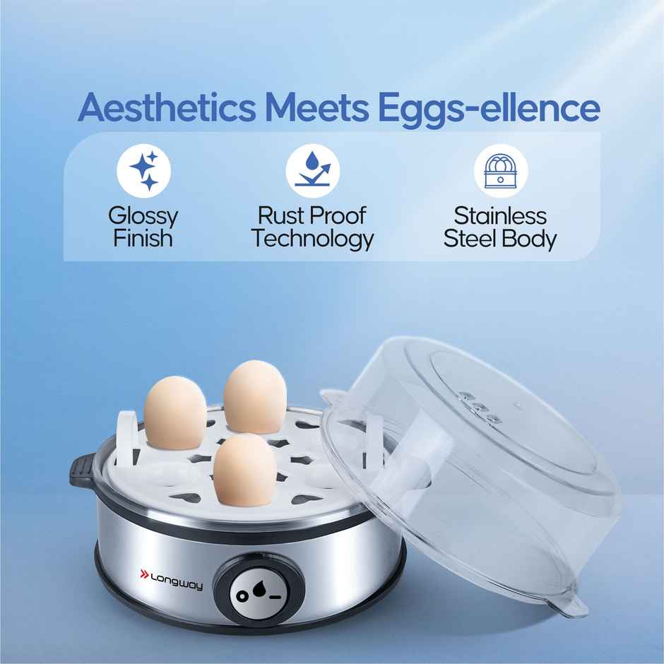 Longway Champ 360 Watt Stainless Steel Egg Boiler/Cooker for Steaming(Silver, 7 Eggs)