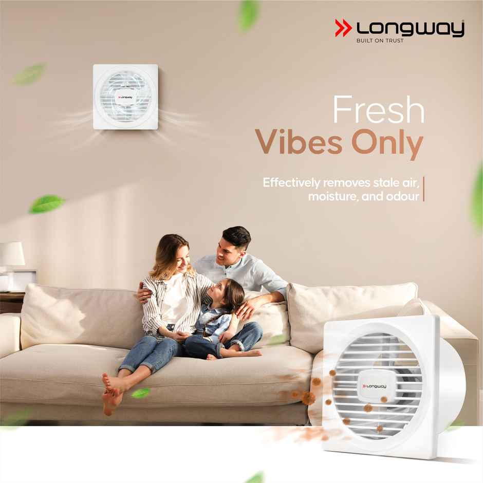 Longway Gusto 6 Inch 150 mm Energy Efficient Exhaust Fan | High Speed Powerful Motor | White