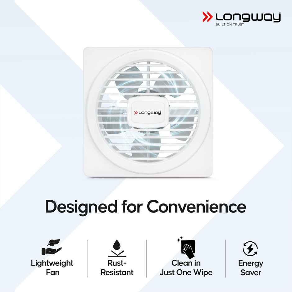 Longway Gusto 6 Inch 150 mm Energy Efficient Exhaust Fan | High Speed Powerful Motor | White