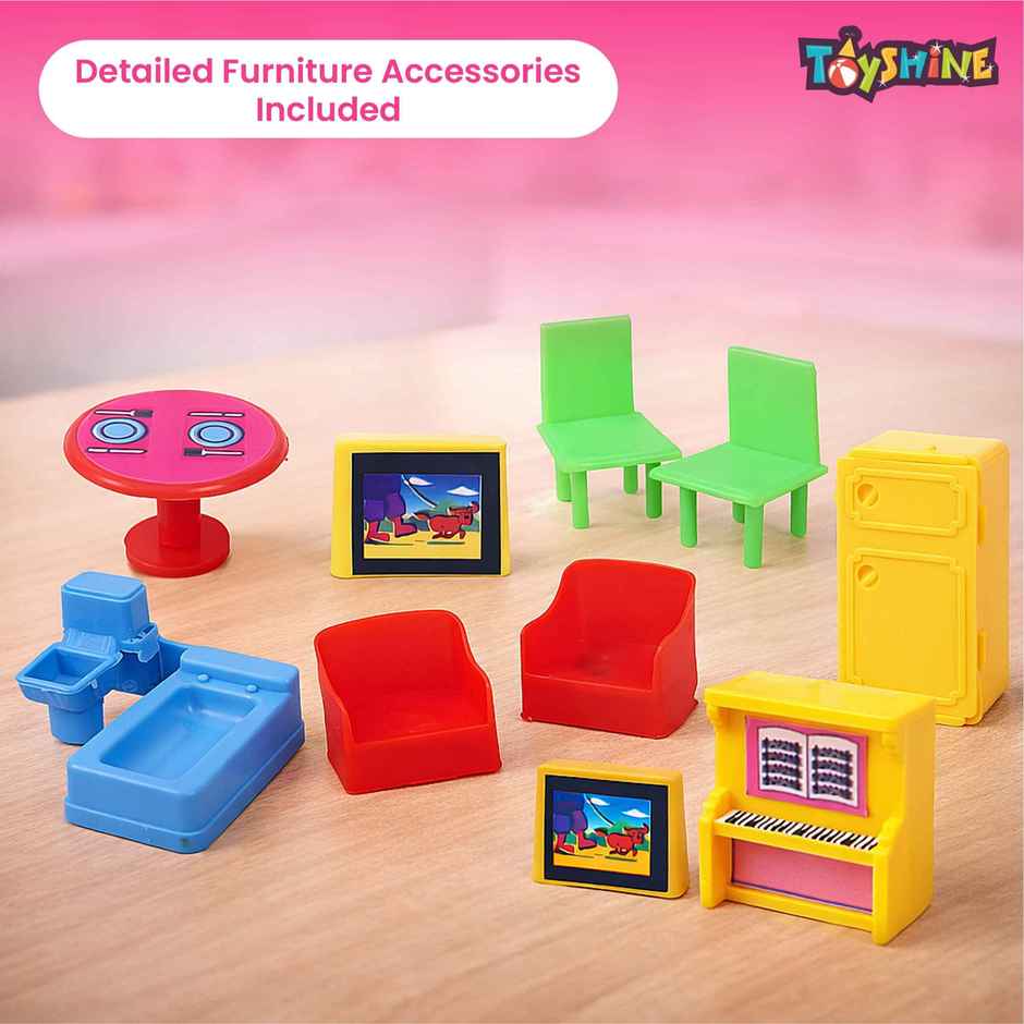 Toyshine Marry'S Home Sweet Dream Diy Doll House With 2 Compartment And Furniture Accessories