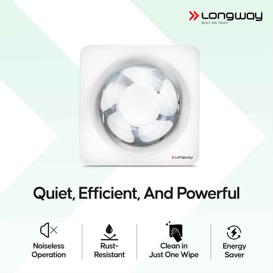 Longway Ventura 6 Inch 150 mm Energy Efficient Exhaust Fan | High Speed Powerful Motor | White