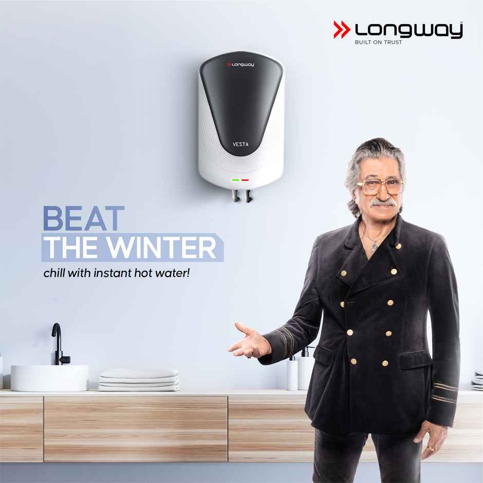 Longway Vesta 5 Star Rated Instant Water Heater with Anti Rust Coating | 5.5 Ltr | Grey