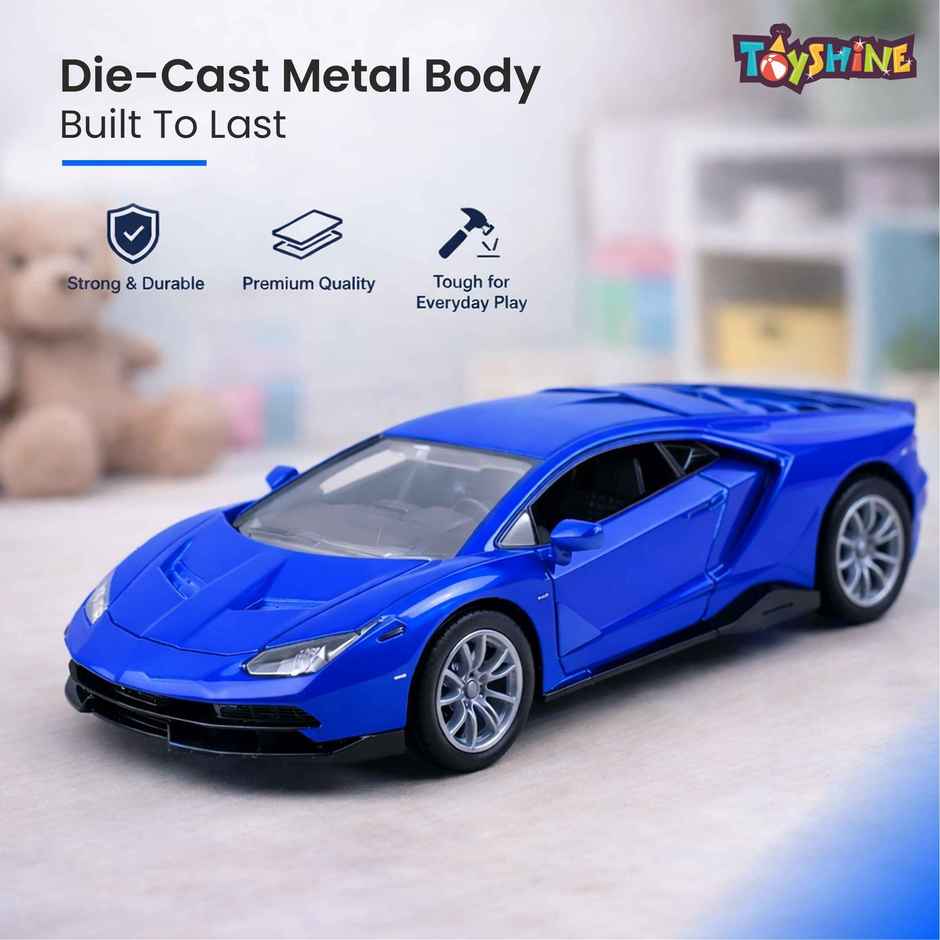 Toyshine 1:32 Scale Die Cast Sports Model Vehicle Toy Car With Pull Back, Blue