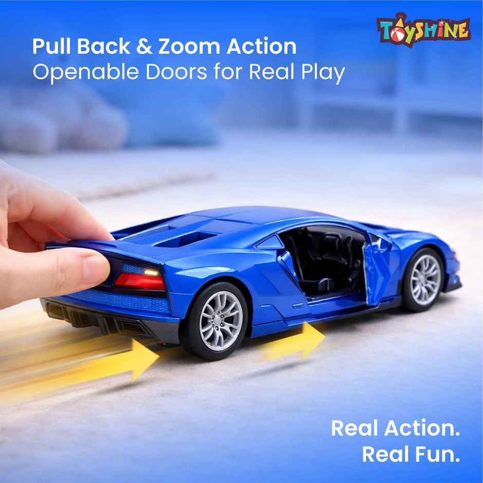 Toyshine 1:32 Scale Die Cast Sports Model Vehicle Toy Car With Pull Back, Blue