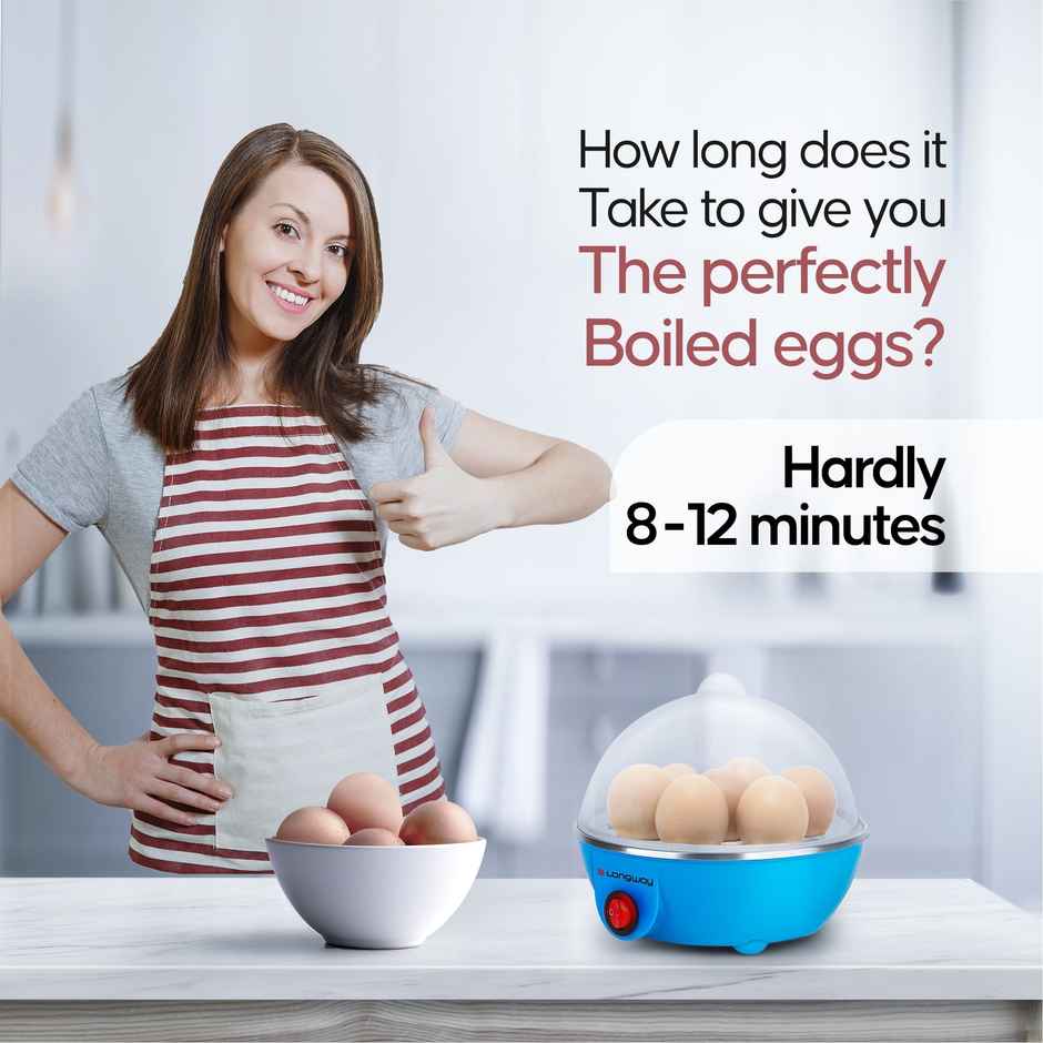 Longway Eggo 350 Watt Egg Boiler/Cooker for Steaming, Cooking & Boiling (Blue, 7 Eggs)
