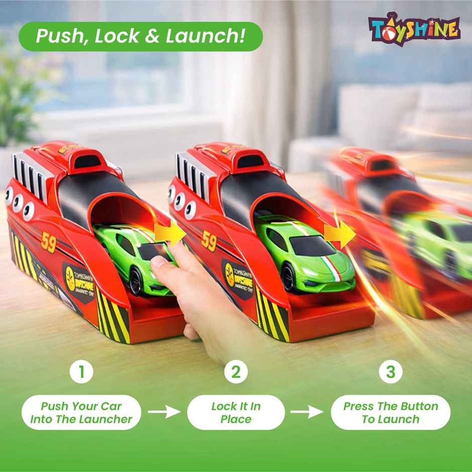 Toyshine Rapid Launcher Play Set Toy With 3 Die Cast Metal Cars Toddler Racing Car Quick Action (Colour May Vary)