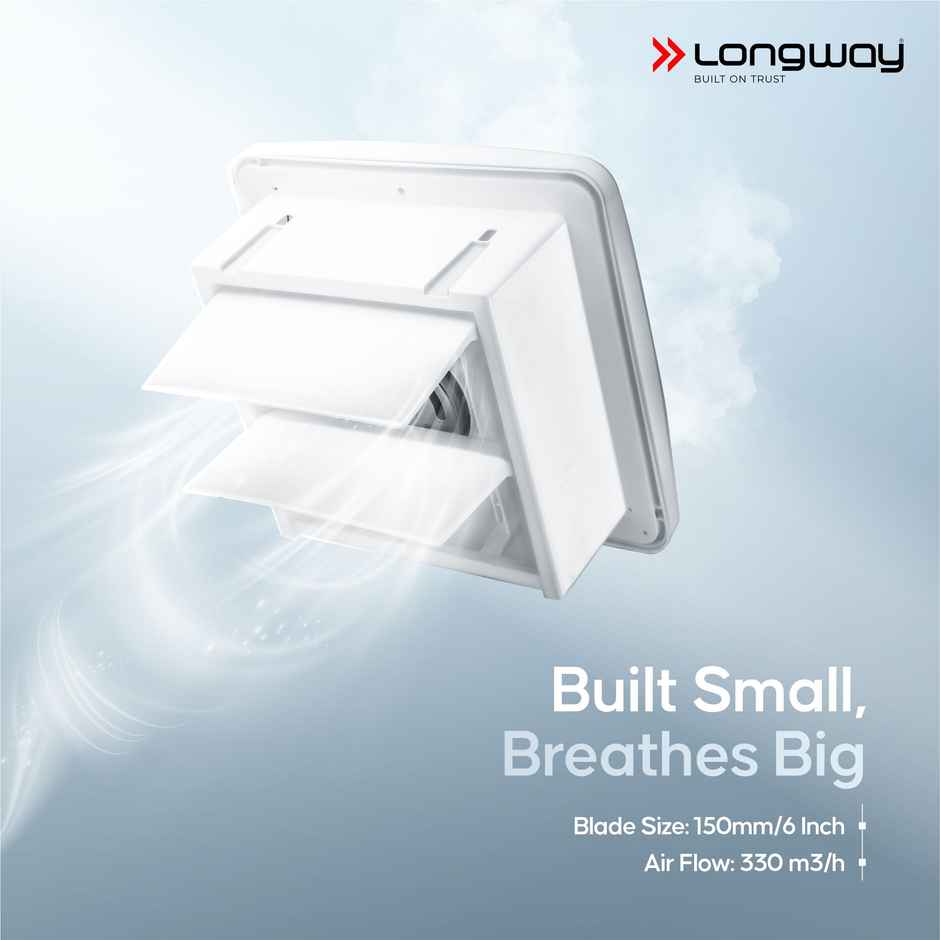 Longway Ventura 6 Inch 150 mm Energy Efficient Exhaust Fan | High Speed Powerful Motor | White