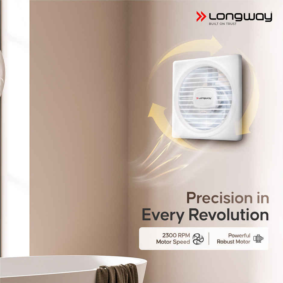 Longway Gusto 6 Inch 150 mm Energy Efficient Exhaust Fan | High Speed Powerful Motor | White
