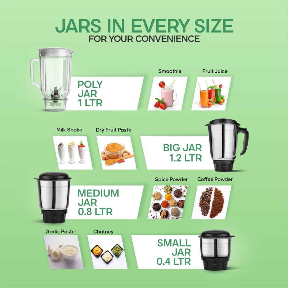 Super Dlx Up to 750W Max Output Juicer Mixer Grinder | 2 Years Warranty | 4 Jars | Black & Grey