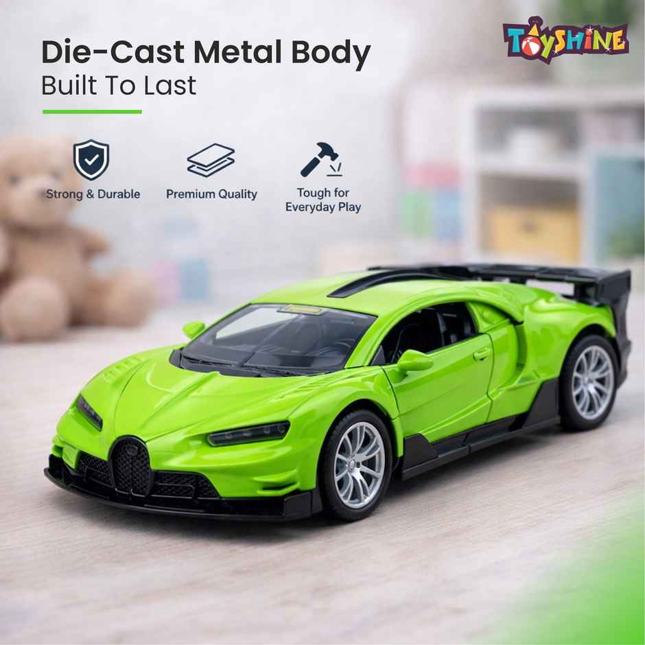 Toyshine 1:32 Scale Die Cast Sports Model Vehicle Toy Car With Pull Back, Green