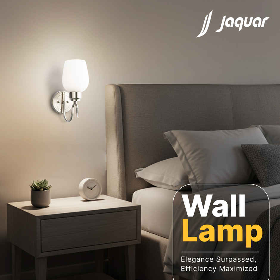 Jaquar Decorative Wall Lamp| Opal Glass with Nickel Finish Base| E27 LED 7W(12.5Lx22Wx29.5H)