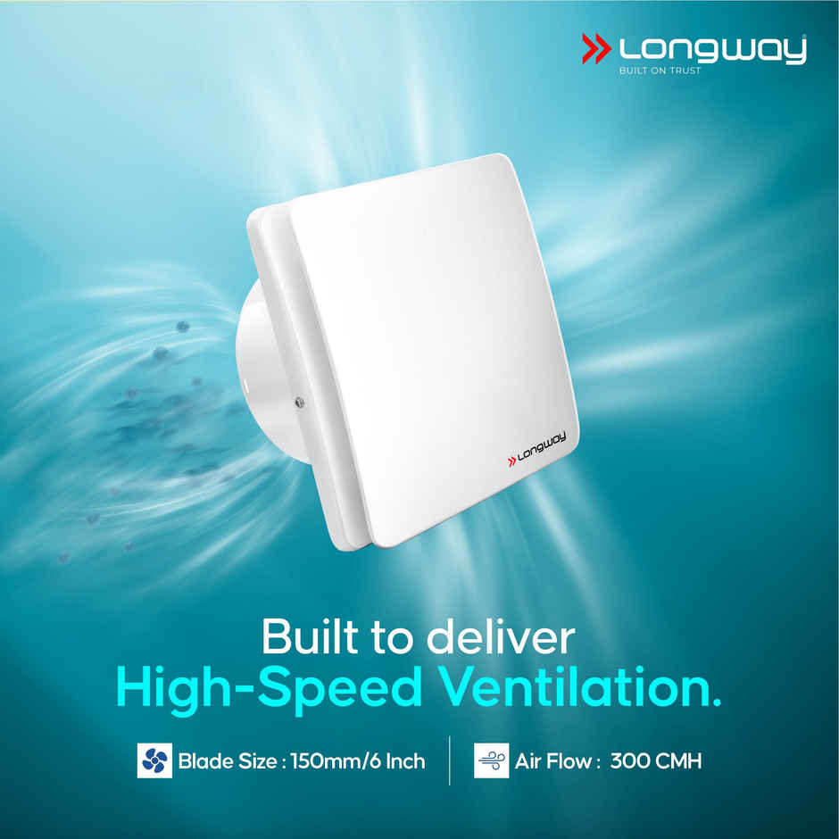 Longway FreshX 6 Inch 150 mm Energy Efficient Exhaust Fan | High Speed Powerful Motor | White