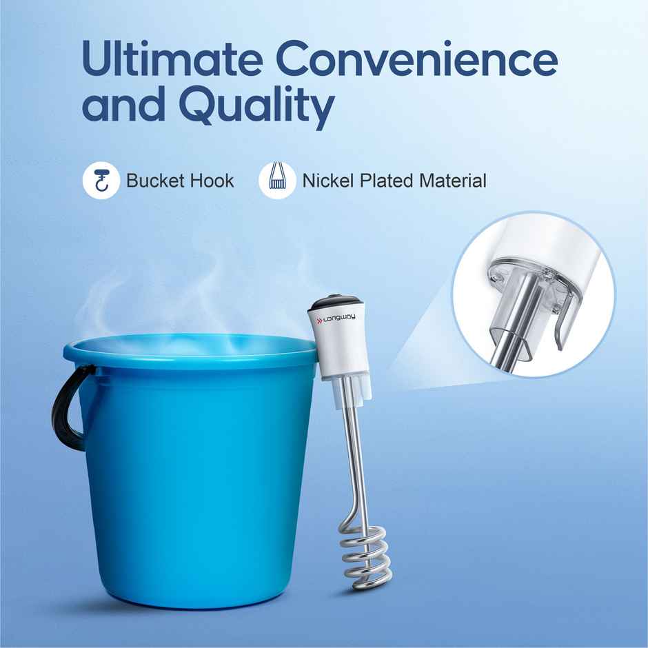 Longway LWIR01 1500W Immersion Heater | Waterproof, Shockproof, Fast Heating | ISI Certified