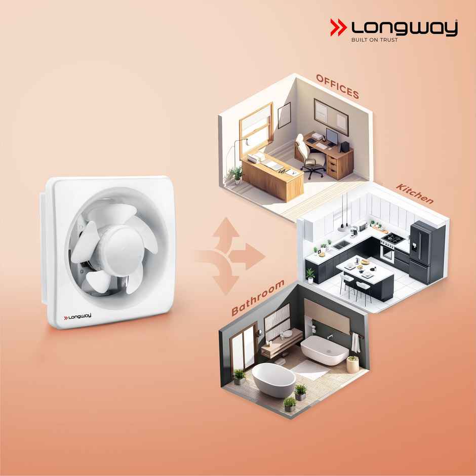 Longway Ventura 6 Inch 150 mm Energy Efficient Exhaust Fan | High Speed Powerful Motor | White