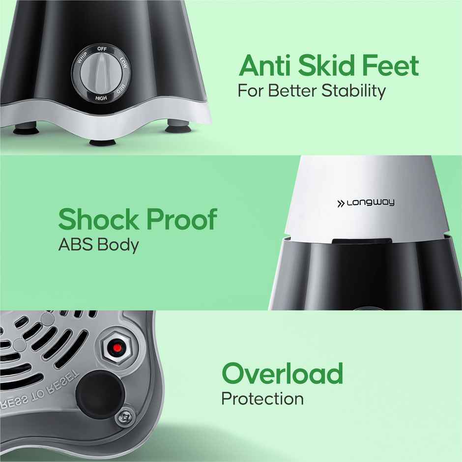 Super Dlx Up to 750W Max Output Juicer Mixer Grinder | 2 Years Warranty | 4 Jars | Black & Grey