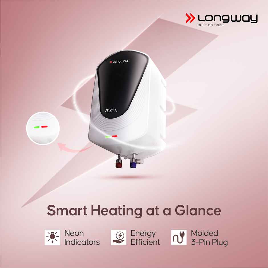 Longway Vesta 5 Star Rated Instant Water Heater with Anti Rust Coating | 5.5 Ltr | Grey