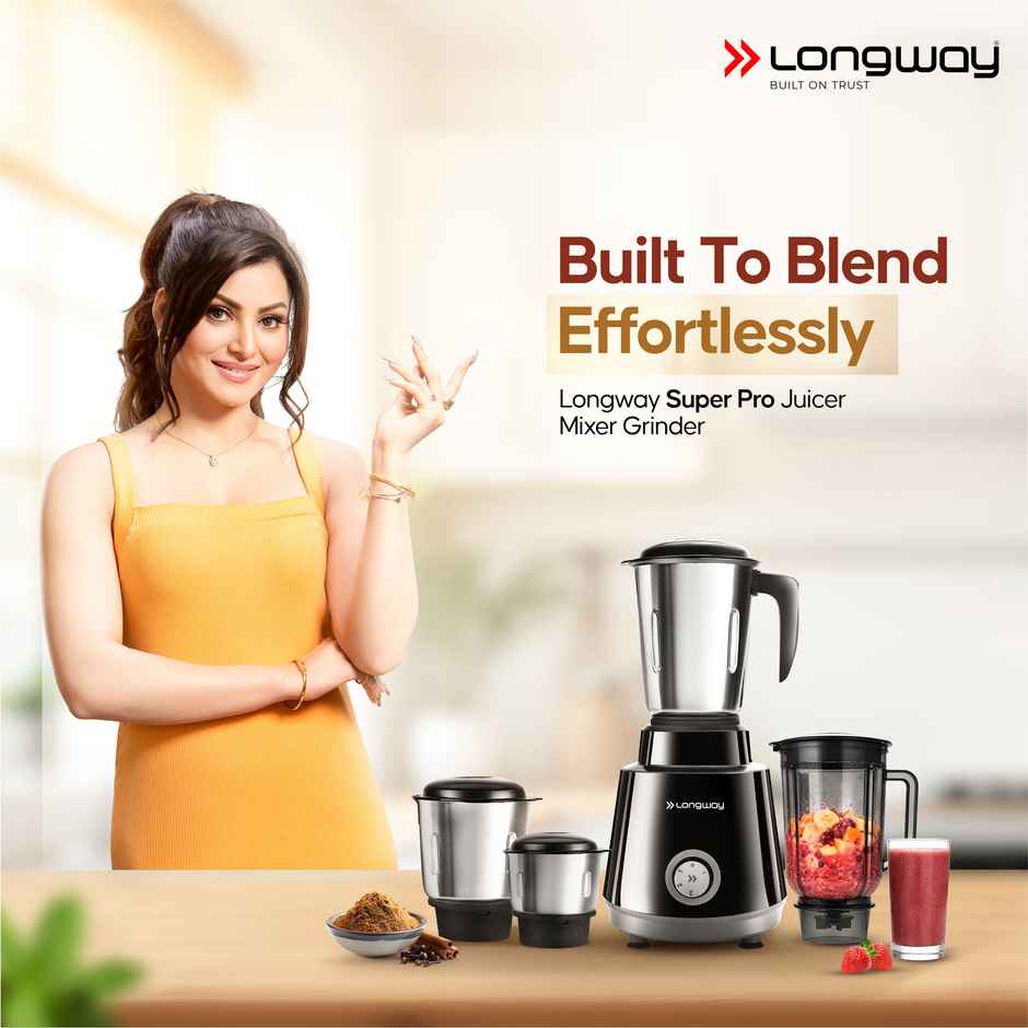 Longway Roto Max Up to 750W Max Output Juicer Mixer Grinder | 4 Jars | Black & Grey