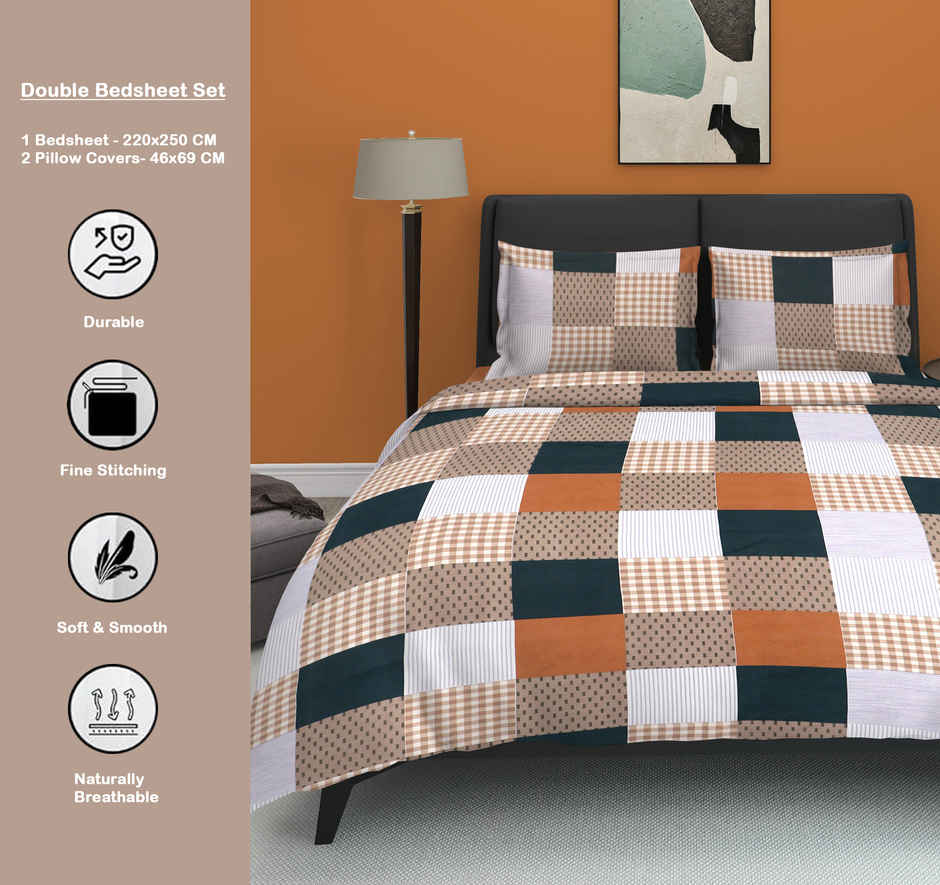 Dream Living 135 GSM Double Bedsheet Set |220 x 250 cm| With 2 Pillow Covers