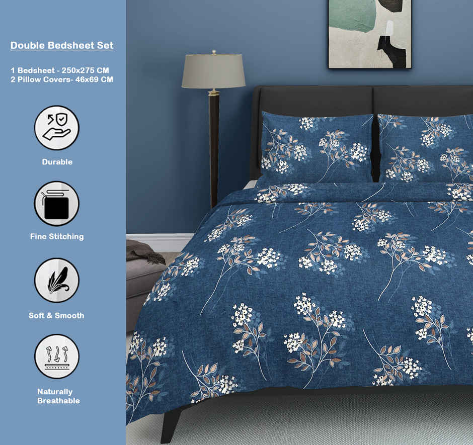 Dream Living 135 GSM King Bedsheet Set |250 x 275 cm| With 2 Pillow Covers
