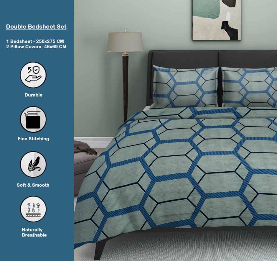 Dream Living 135 GSM King Bedsheet Set |250 x 275 cm| With 2 Pillow Covers
