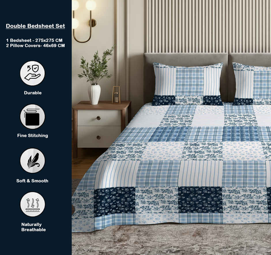 Dream Living 135 GSM King Bedsheet Set |275 x 275 cm| With 2 Pillow Covers