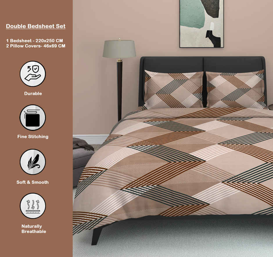 Dream Living 135 GSM Double Bedsheet Set |220 x 250 cm| With 2 Pillow Covers