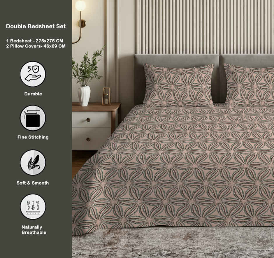 Dream Living 135 GSM King Bedsheet Set |275 x 275 cm| With 2 Pillow Covers