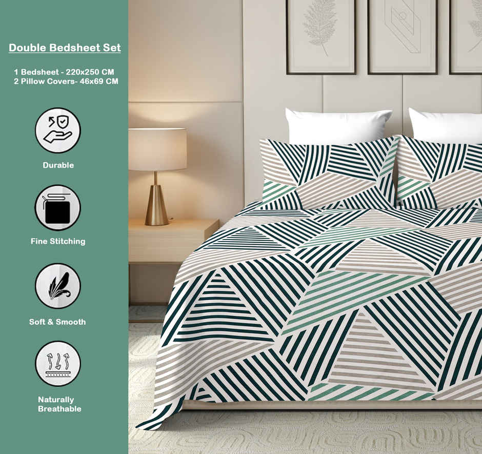 Dream Living 115 GSM Double Bedsheet Set |220 x 250 cm| With 2 Pillow Covers